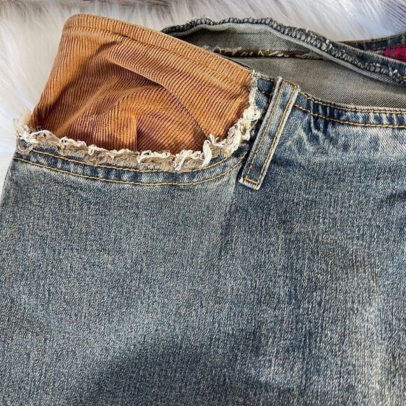 Lace Wing 60's Era VTG Upcycled Festival Jeans Sz 15/16 - Picture 3 of 12